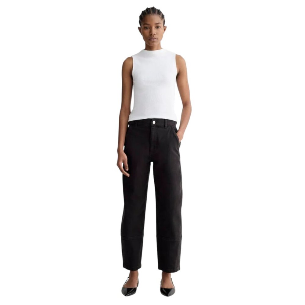 Everlane Black Ankle-Cropped Wide Jeans